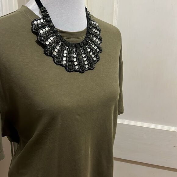 Banana Republic Luxe Touch T Shirt Army Green Women's Large EUC - Picture 1 of 6